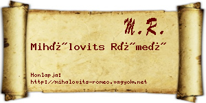 Mihálovits Rómeó névjegykártya